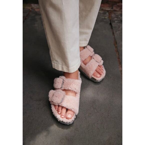 Birkenstocks Papillio Arizona Teddy Shearling Crystal Rose Pink Sandals 36EU - Picture 8 of 9